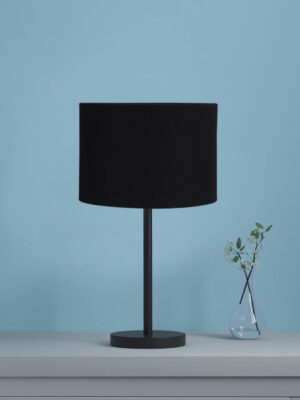 Ambika Home Lumina Collection Black  Table Lamp with Black Iron Base | Premium Bedside Lamp for Bedroom, Living Room, Hall, Hotel, Café & Office | E27 Compatible