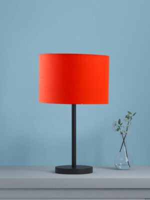 Ambika Home Celeste Collection Orange Table Lamp with Black Iron Base | Premium Bedside Lamp for Bedroom, Living Room, Hall, Hotel, Café & Office | E27 Compatible