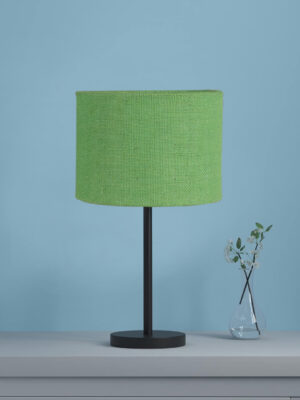 Ambika Home Celeste Collection Green Table Lamp with Black Iron Base | Premium Bedside Lamp for Bedroom, Living Room, Hall, Hotel, Café & Office | E27 Compatible