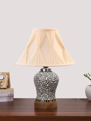 Ambika Home Multicolor Cotton Mosaic Glass Table Lamp | Decorative Bedside Lamp for Bedroom, Living Room, Hall, Hotel, Café, Restaurant, Office & Study Room | E27 Compatible