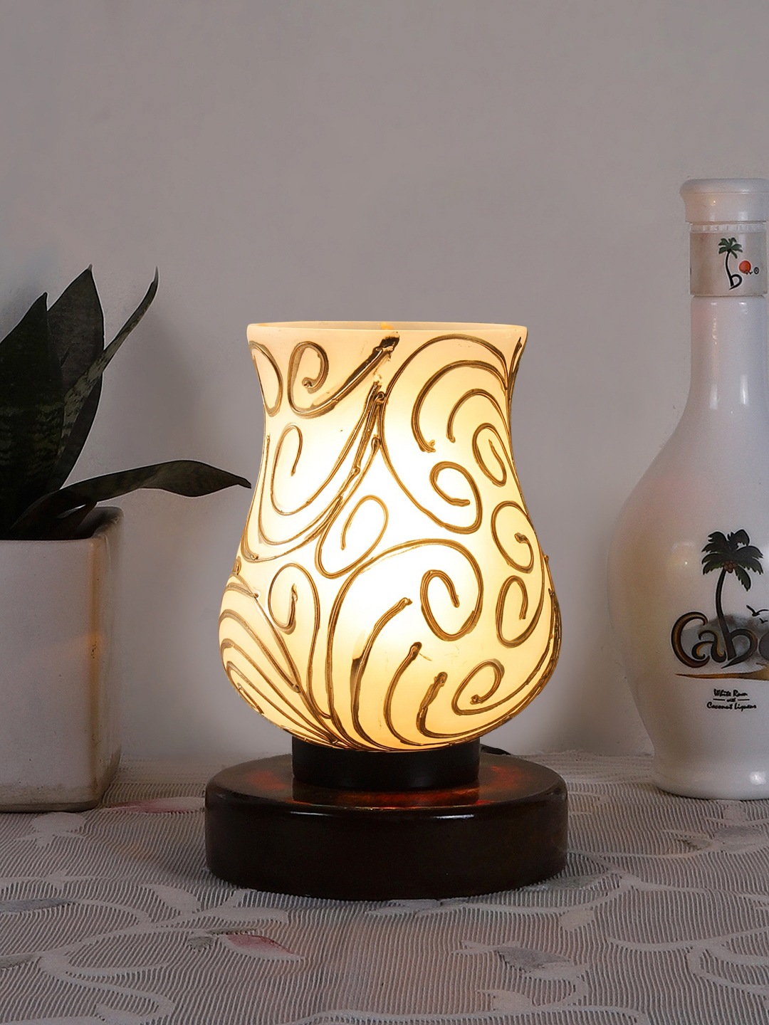 Ambika Home Aurora Mosaic Multicolor Mosaic Glass Table Lamp with Wooden Base | Premium Bedside Lamp for Bedroom, Living Room, Hall, Hotel, Café, Restaurant & Office | E27 Compatible - Image 2
