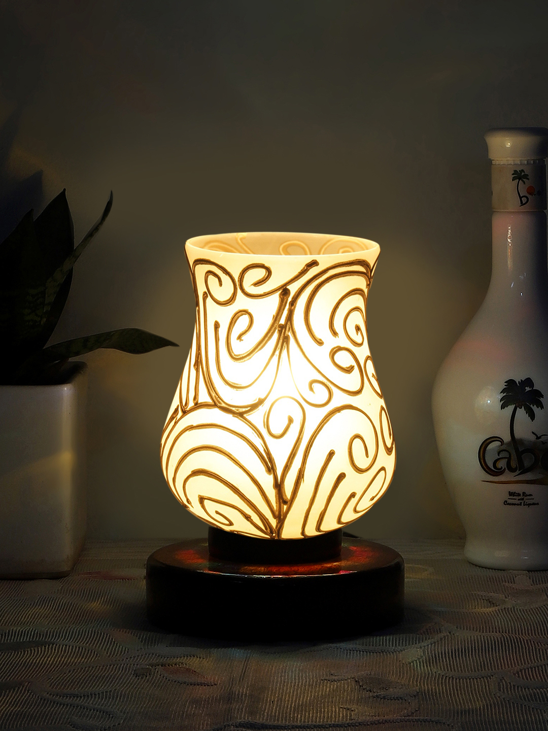 Ambika Home Aurora Mosaic Multicolor Mosaic Glass Table Lamp with Wooden Base | Premium Bedside Lamp for Bedroom, Living Room, Hall, Hotel, Café, Restaurant & Office | E27 Compatible - Image 3