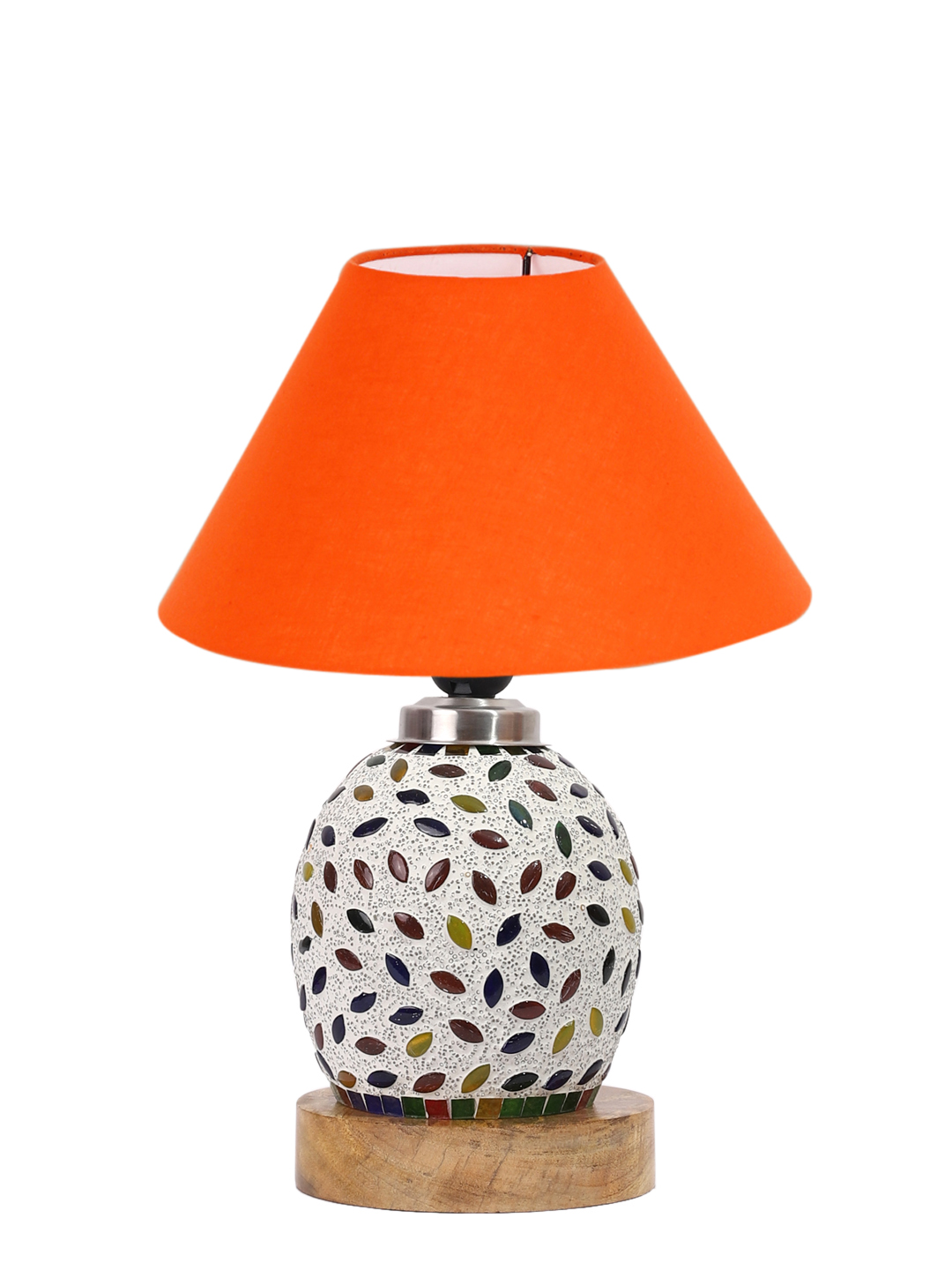 Ambika Home Orange Cotton Mosaic Glass Table Lamp | Decorative Bedside Lamp for Bedroom, Living Room, Hall, Hotel, Café, Restaurant, Office & Study Room | E27 Compatible - Image 4