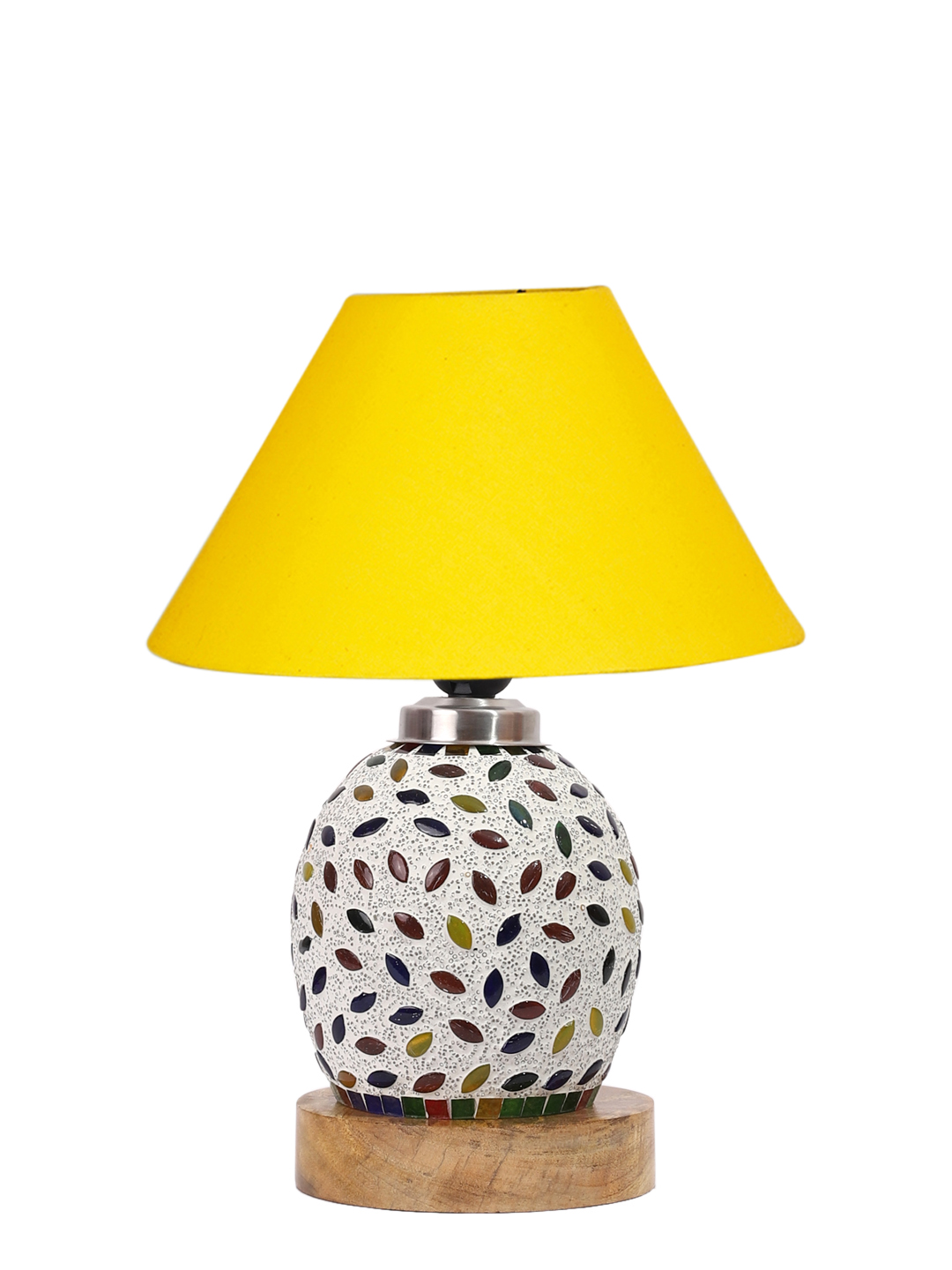 Ambika Home Yellow Cotton Mosaic Glass Table Lamp | Decorative Bedside Lamp for Bedroom, Living Room, Hall, Hotel, Café, Restaurant, Office & Study Room | E27 Compatible - Image 4