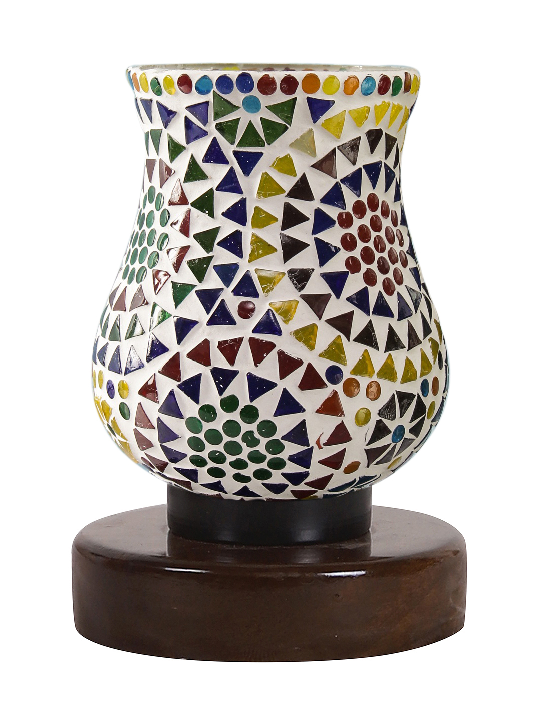 Ambika Home Lumina Mosaic Multicolor Mosaic Glass Table Lamp with Wooden Base | Premium Bedside Lamp for Bedroom, Living Room, Hall, Hotel, Café, Restaurant & Office | E27 Compatible - Image 4