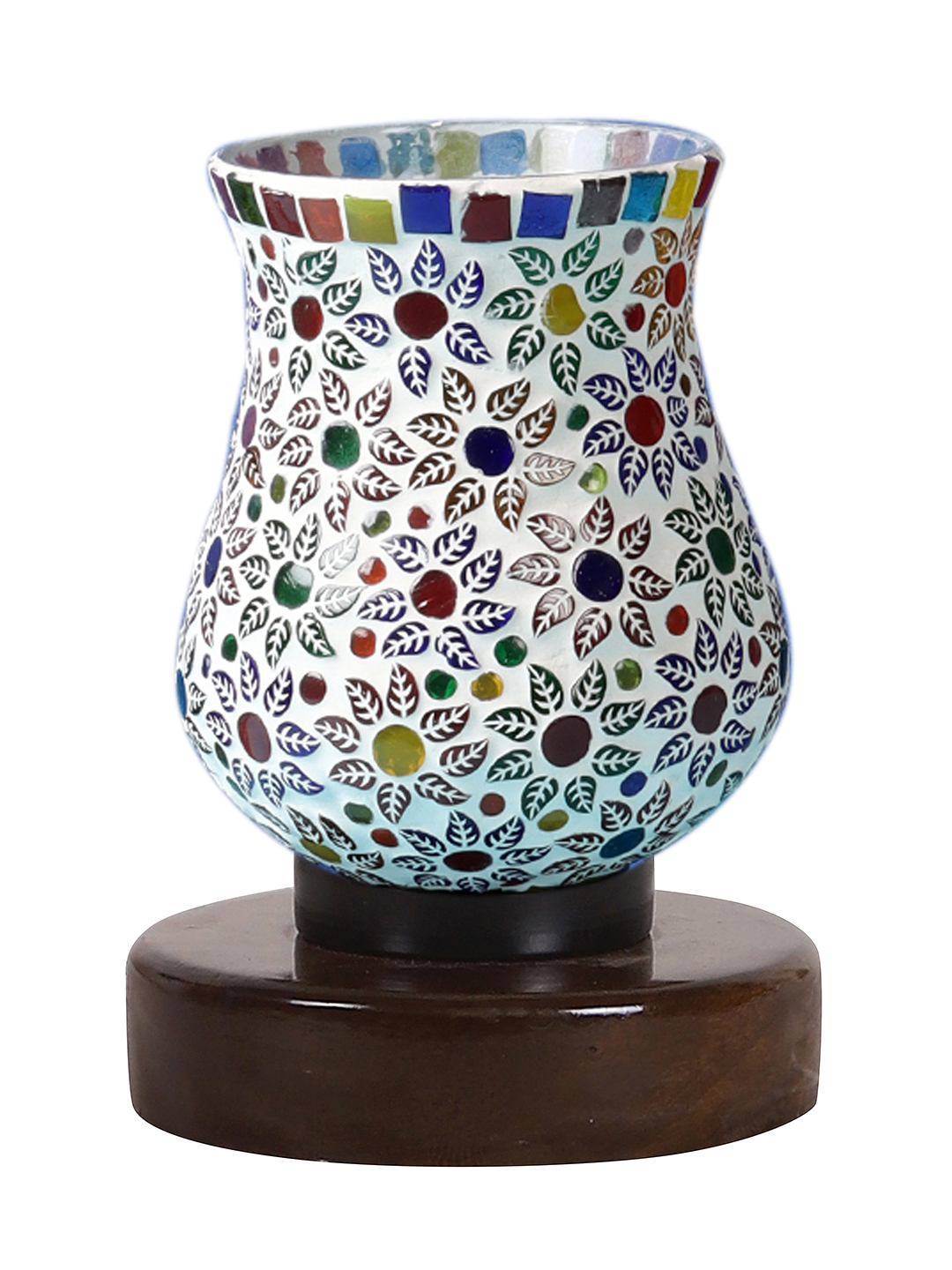 Ambika Home Verona Mosaic Multicolor Mosaic Glass Table Lamp with Wooden Base | Premium Bedside Lamp for Bedroom, Living Room, Hall, Hotel, Café, Restaurant & Office | E27 Compatible - Image 4