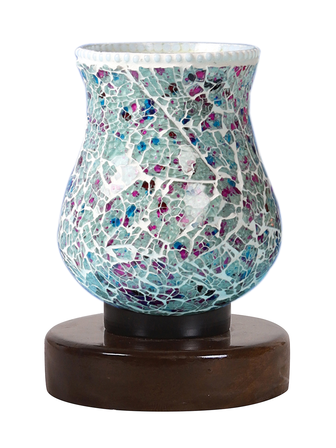 Ambika Home Elara Mosaic Multicolor Mosaic Glass Table Lamp with Wooden Base | Premium Bedside Lamp for Bedroom, Living Room, Hall, Hotel, Café, Restaurant & Office | E27 Compatible - Image 4