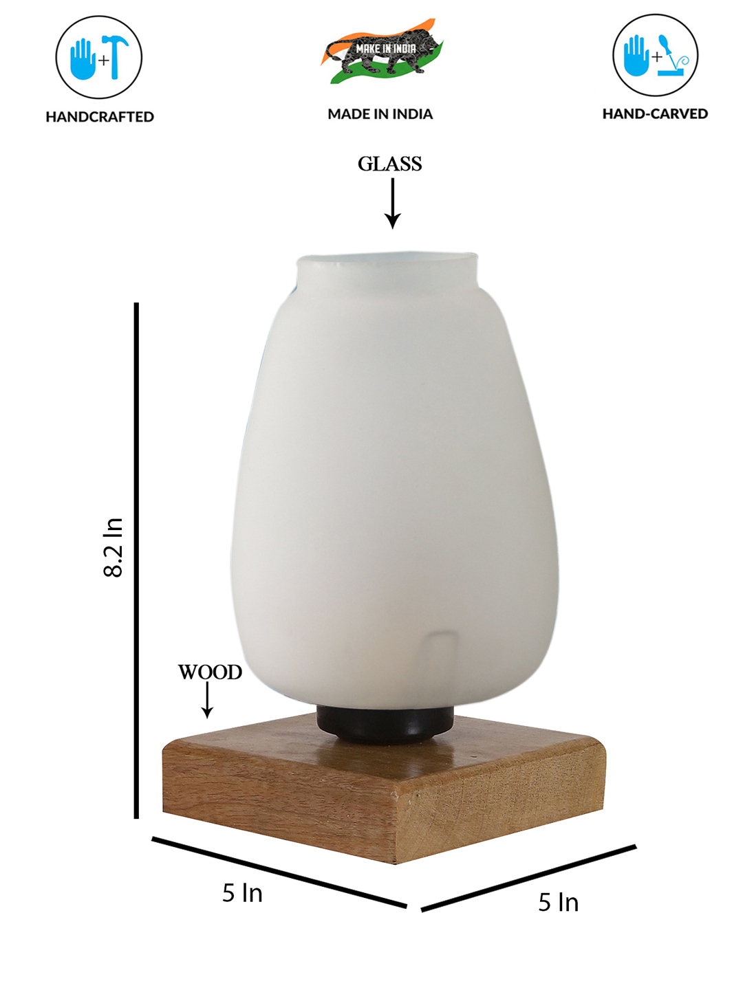 Ambika Home Heritage Mosaic White Mosaic Glass Table Lamp with Wooden Base | Premium Bedside Lamp for Bedroom, Living Room, Hall, Hotel, Café, Restaurant & Office | E27 Compatible - Image 4