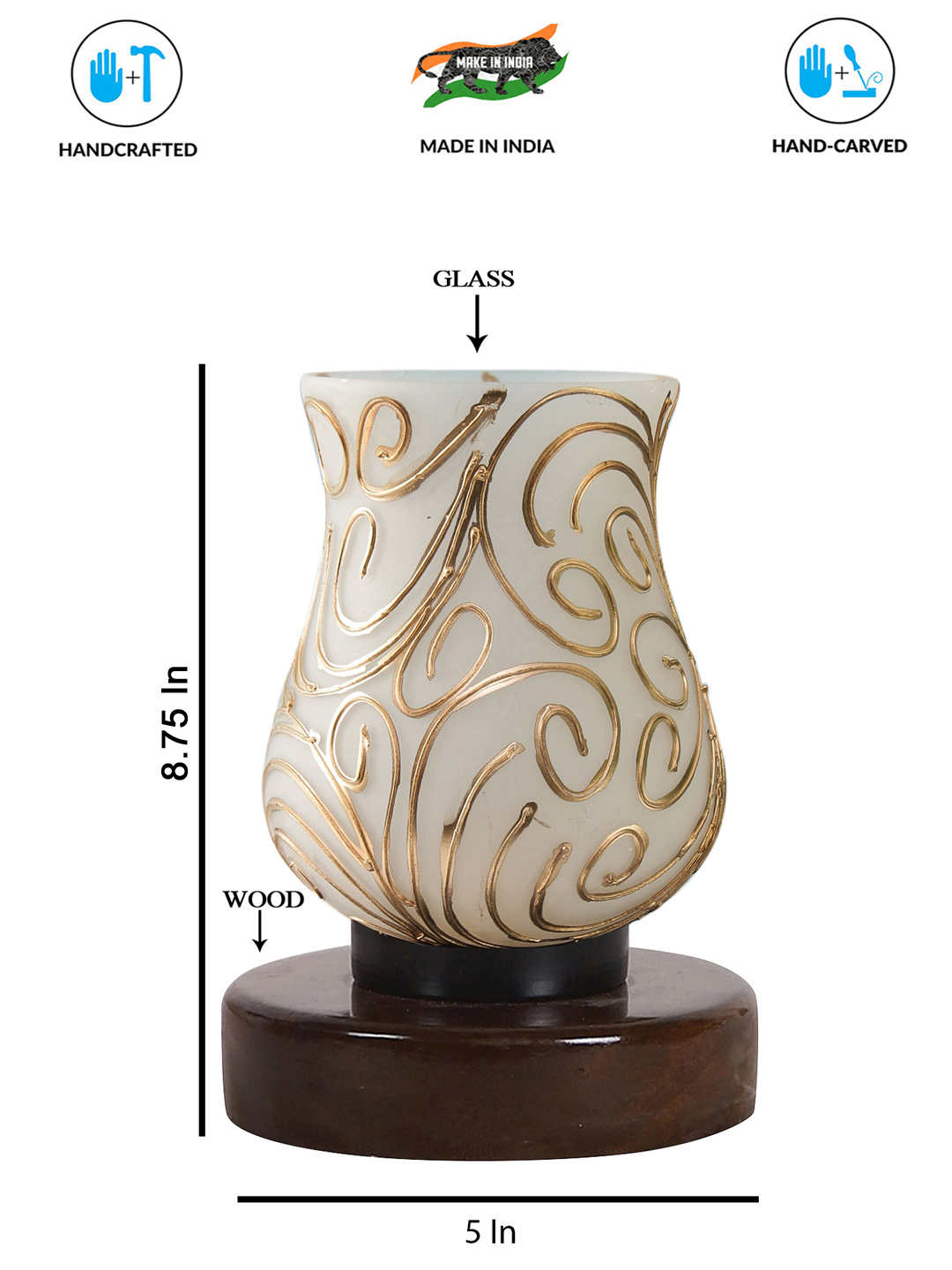 Ambika Home Aurora Mosaic Multicolor Mosaic Glass Table Lamp with Wooden Base | Premium Bedside Lamp for Bedroom, Living Room, Hall, Hotel, Café, Restaurant & Office | E27 Compatible - Image 5