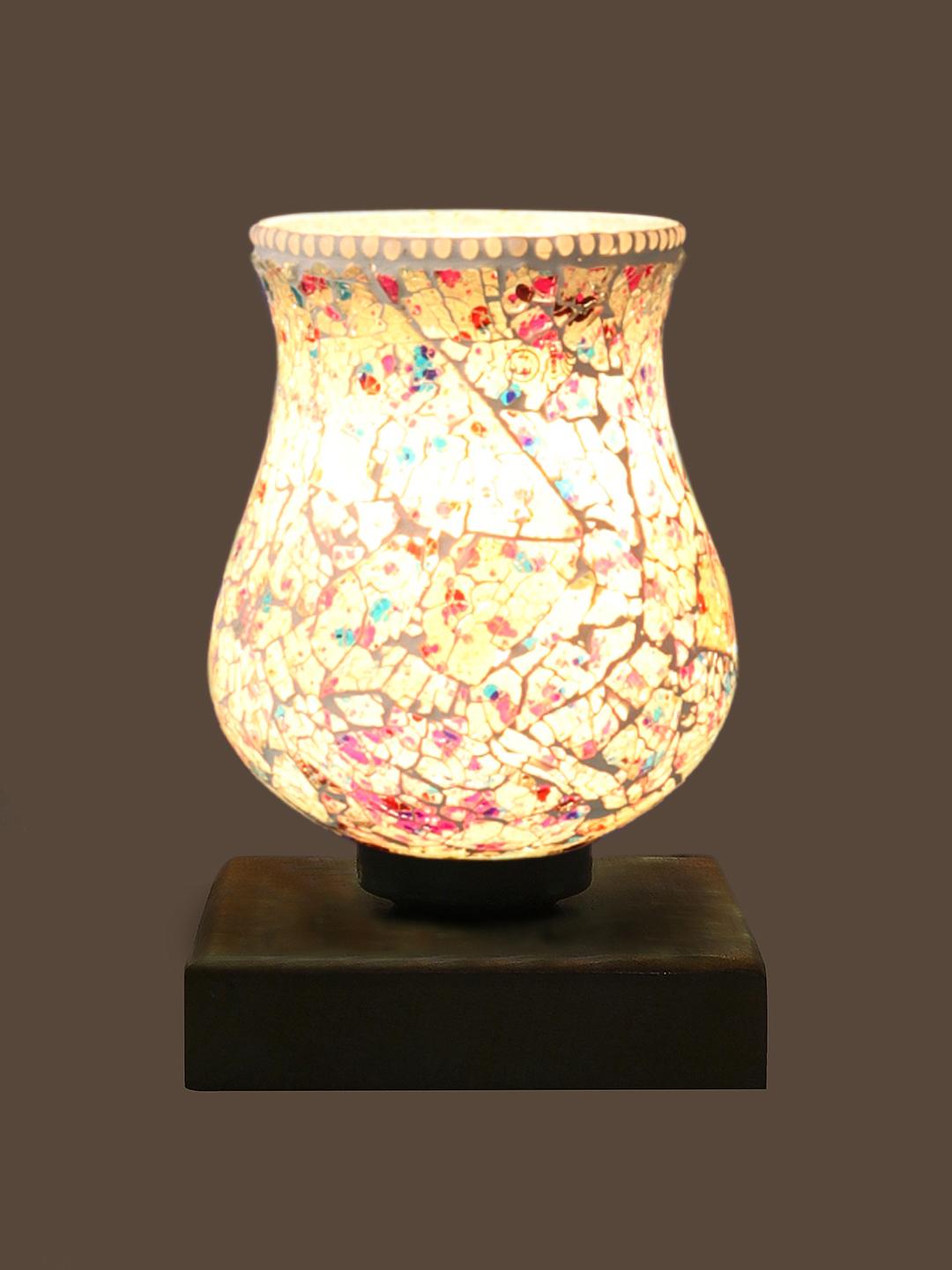 Ambika Home Solara Mosaic Multicolor Mosaic Glass Table Lamp with Wooden Base | Premium Bedside Lamp for Bedroom, Living Room, Hall, Hotel, Café, Restaurant & Office | E27 Compatible - Image 5