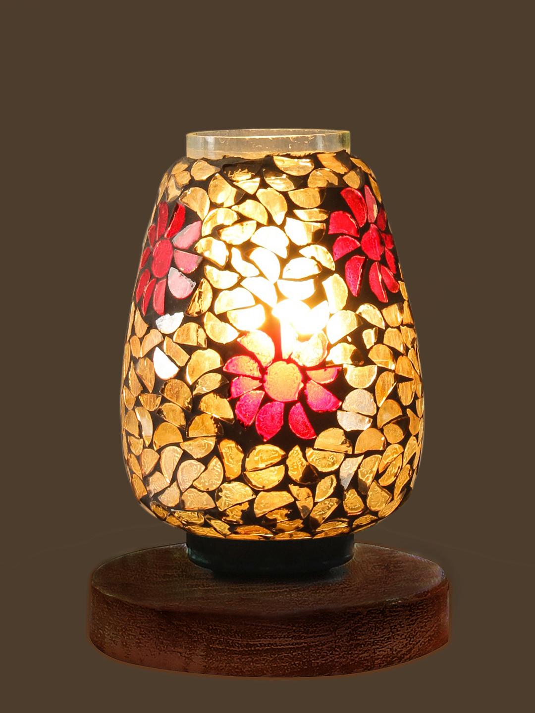 Ambika Home Elara Mosaic Multicolor Mosaic Glass Table Lamp with Wooden Base | Premium Bedside Lamp for Bedroom, Living Room, Hall, Hotel, Café, Restaurant & Office | E27 Compatible - Image 5
