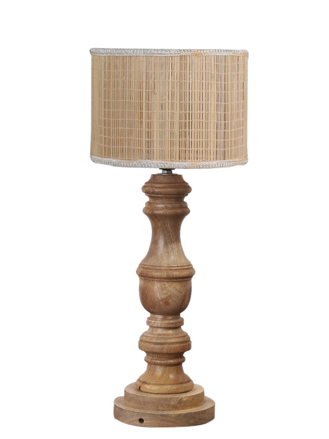 Ambika Home Beige Bamboo Wooden Table Lamp | Decorative Bedside Lamp for Bedroom, Living Room, Hall, Hotel, Café, Restaurant, Office & Study Room | E27 Compatible - Image 5