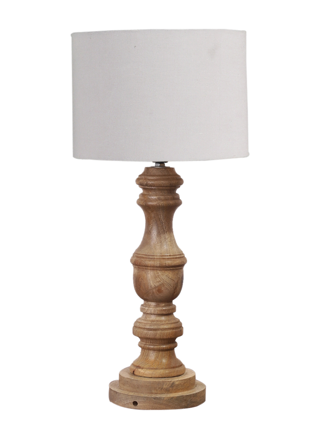 Ambika Home Grey cotton Wooden Table Lamp | Decorative Bedside Lamp for Bedroom, Living Room, Hall, Hotel, Café, Restaurant, Office & Study Room | E27 Compatible - Image 5