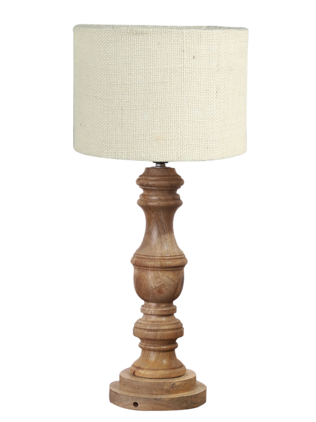 Ambika Home White Jute Wooden Table Lamp | Decorative Bedside Lamp for Bedroom, Living Room, Hall, Hotel, Café, Restaurant, Office & Study Room | E27 Compatible - Image 5
