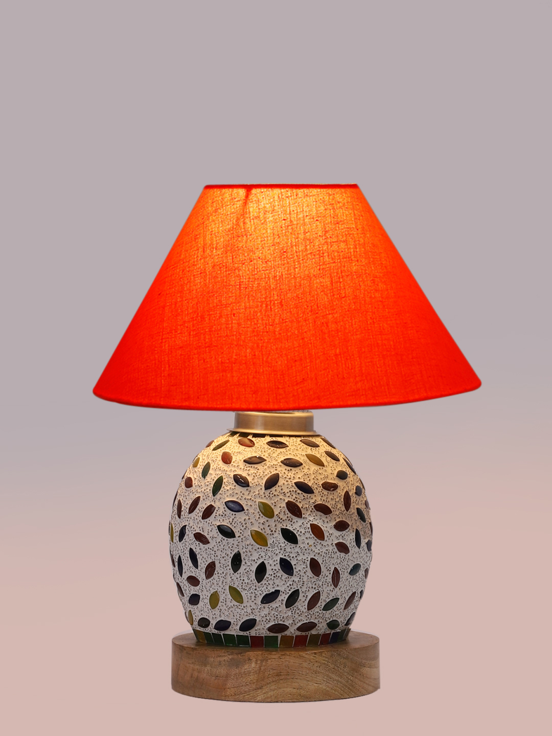 Ambika Home Orange Cotton Mosaic Glass Table Lamp | Decorative Bedside Lamp for Bedroom, Living Room, Hall, Hotel, Café, Restaurant, Office & Study Room | E27 Compatible - Image 6