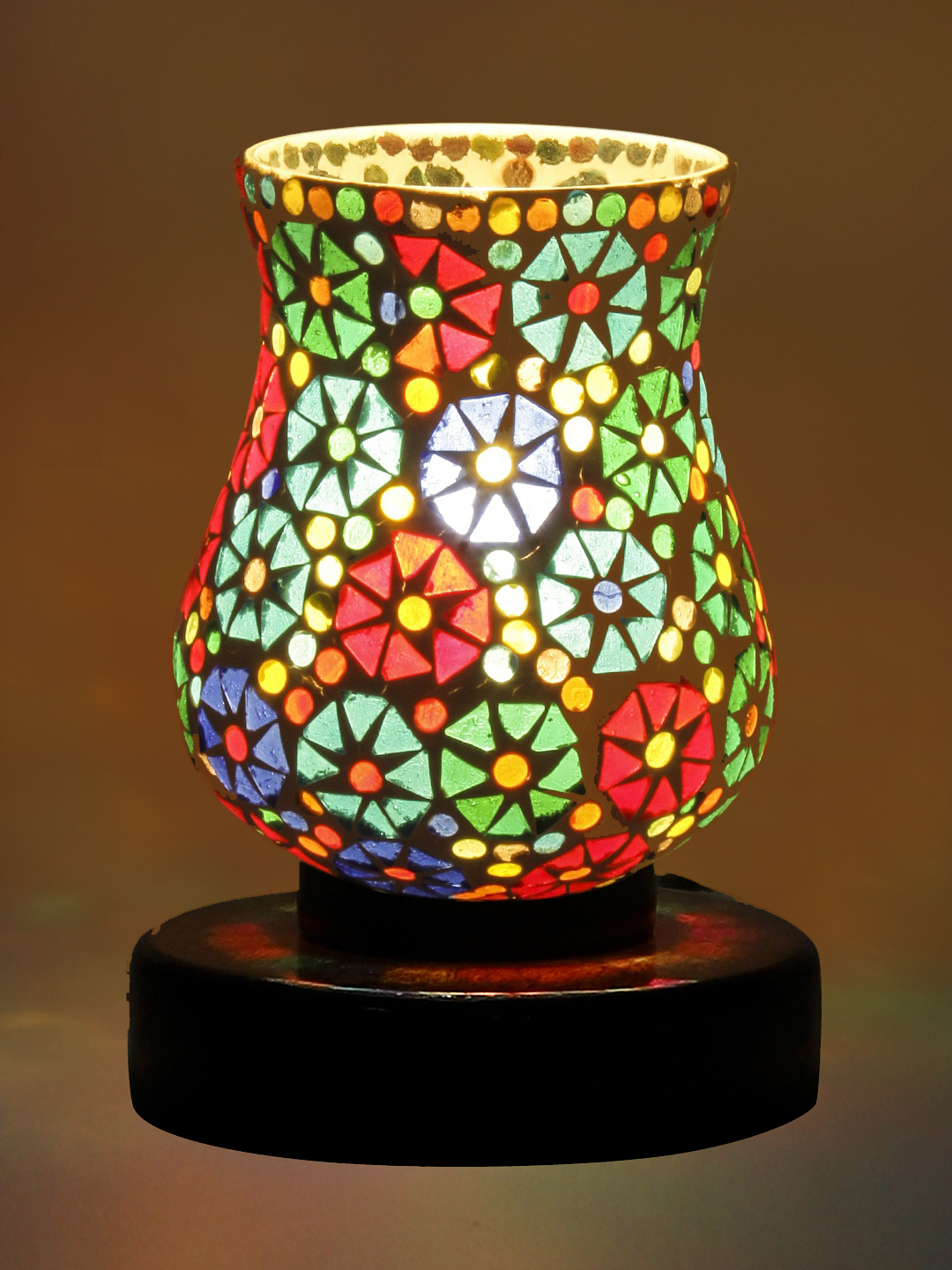 Ambika Home Bohemia Mosaic Multicolor Mosaic Glass Table Lamp with Wooden Base | Premium Bedside Lamp for Bedroom, Living Room, Hall, Hotel, Café, Restaurant & Office | E27 Compatible - Image 6