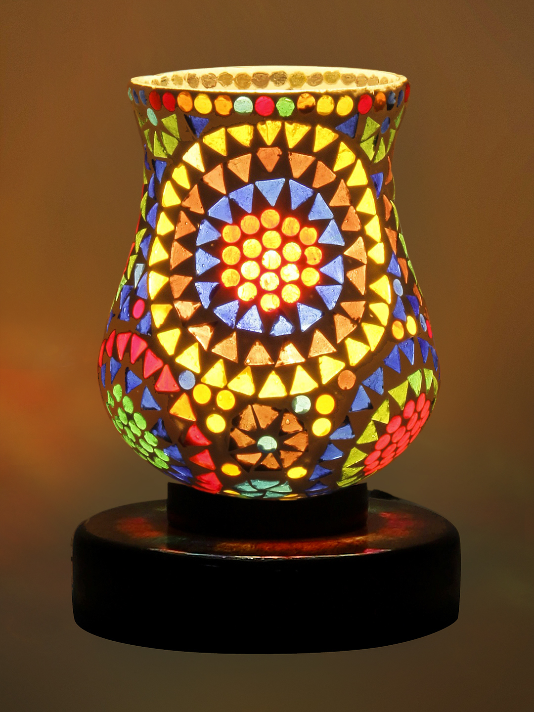 Ambika Home Lumina Mosaic Multicolor Mosaic Glass Table Lamp with Wooden Base | Premium Bedside Lamp for Bedroom, Living Room, Hall, Hotel, Café, Restaurant & Office | E27 Compatible - Image 6