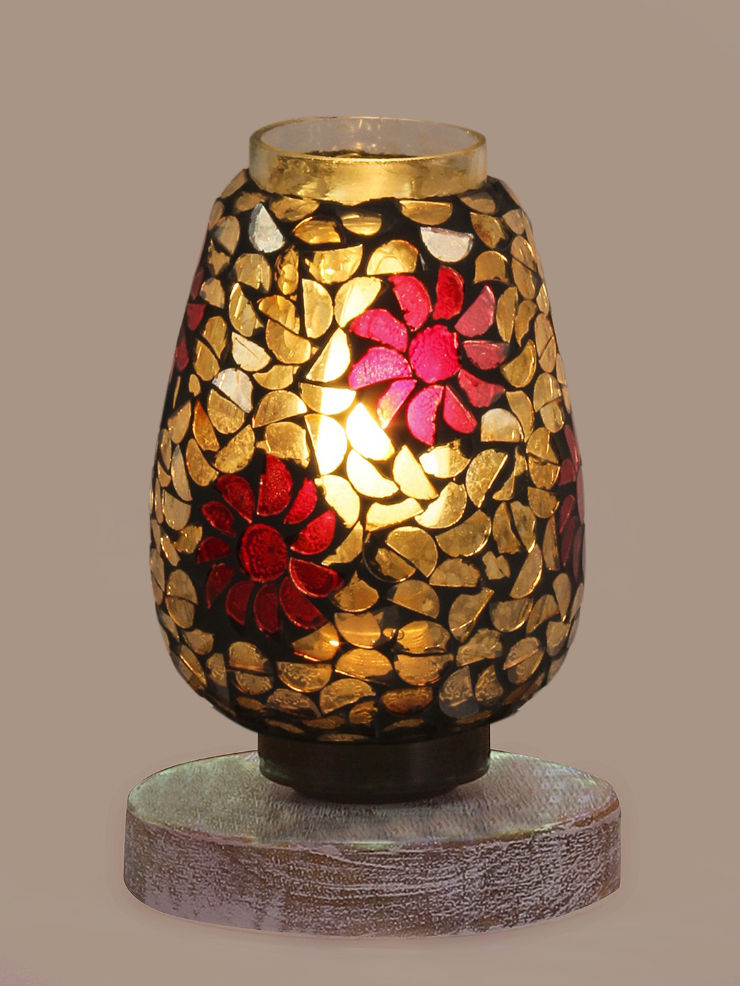 Ambika Home Elara Mosaic Multicolor Mosaic Glass Table Lamp with Wooden Base | Premium Bedside Lamp for Bedroom, Living Room, Hall, Hotel, Café, Restaurant & Office | E27 Compatible - Image 6