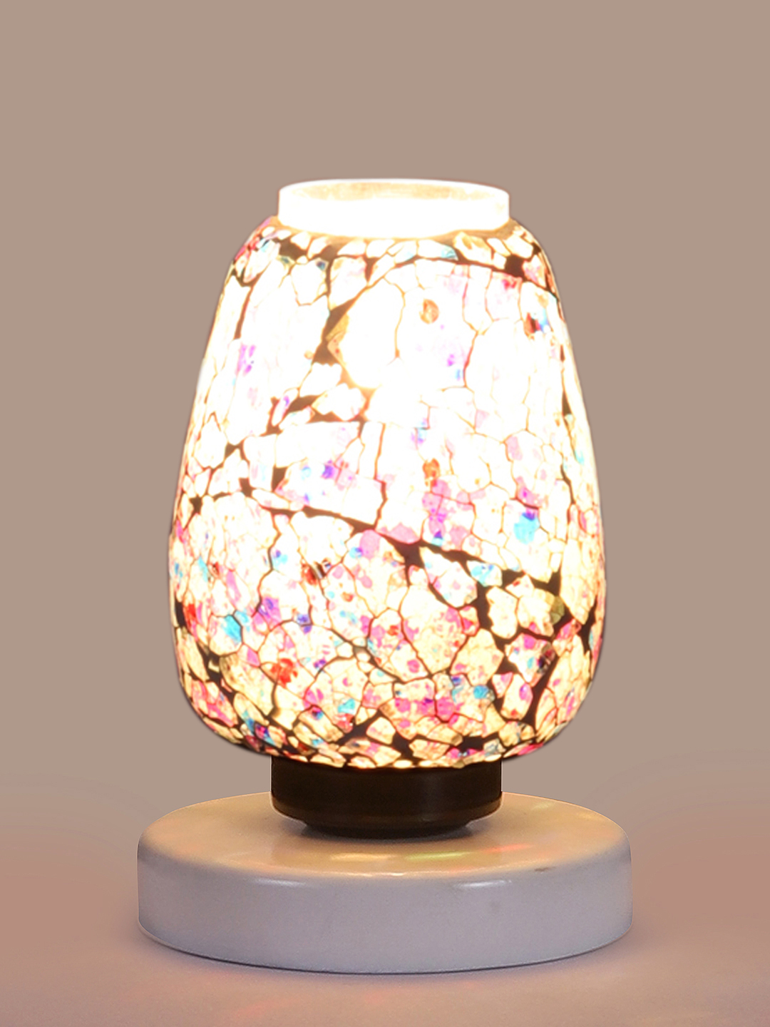 Ambika Home Elara Mosaic Multicolor Mosaic Glass Table Lamp with Wooden Base | Premium Bedside Lamp for Bedroom, Living Room, Hall, Hotel, Café, Restaurant & Office | E27 Compatible - Image 6