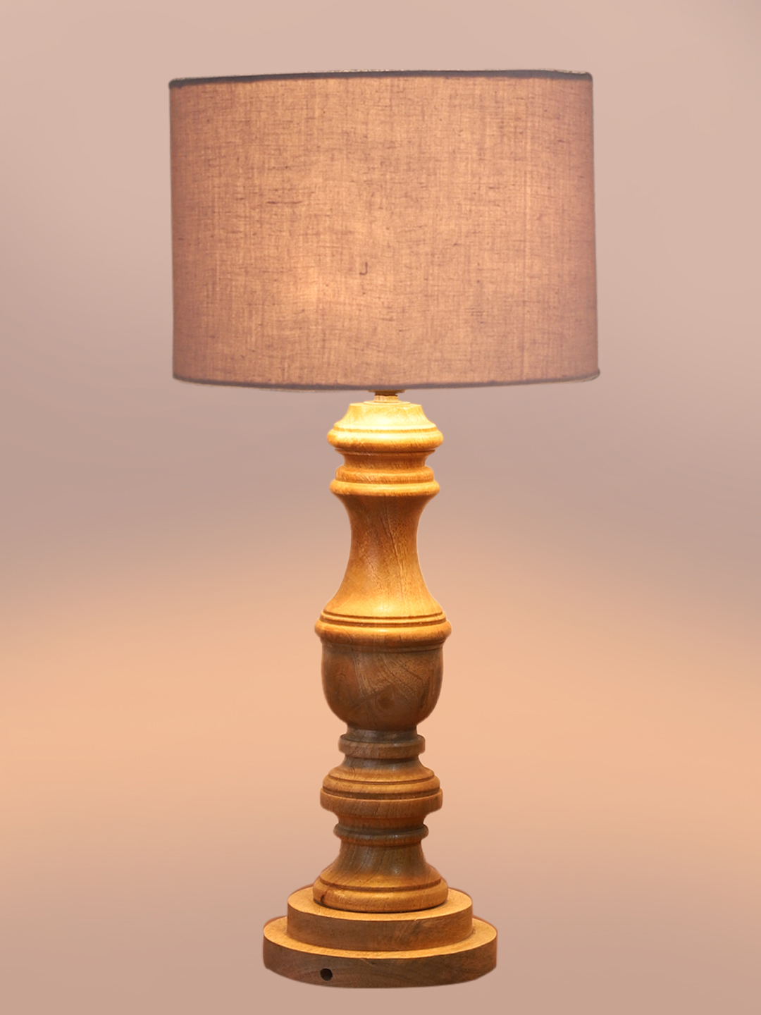 Ambika Home Grey cotton Wooden Table Lamp | Decorative Bedside Lamp for Bedroom, Living Room, Hall, Hotel, Café, Restaurant, Office & Study Room | E27 Compatible - Image 6