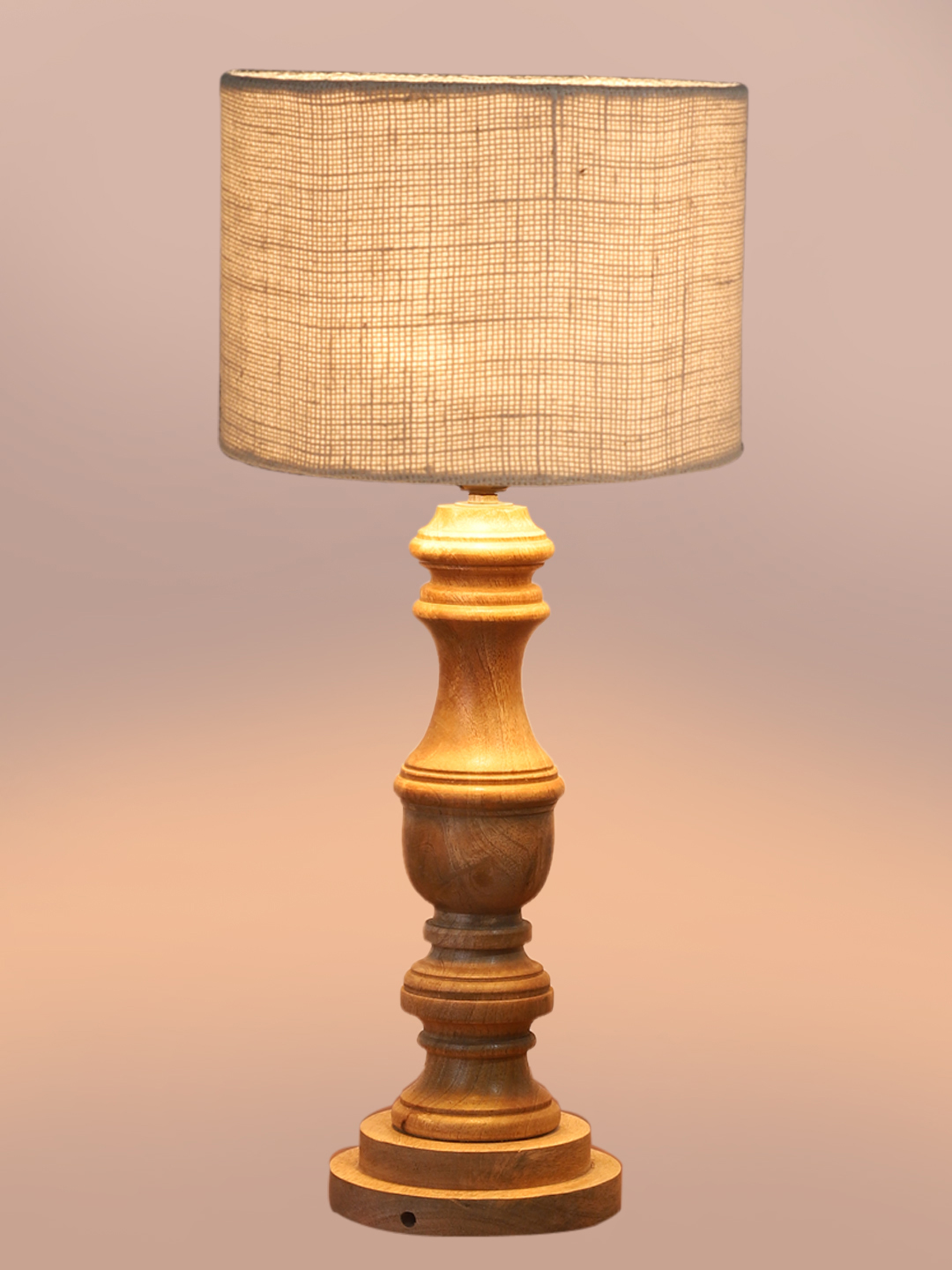 Ambika Home White Jute Wooden Table Lamp | Decorative Bedside Lamp for Bedroom, Living Room, Hall, Hotel, Café, Restaurant, Office & Study Room | E27 Compatible - Image 6
