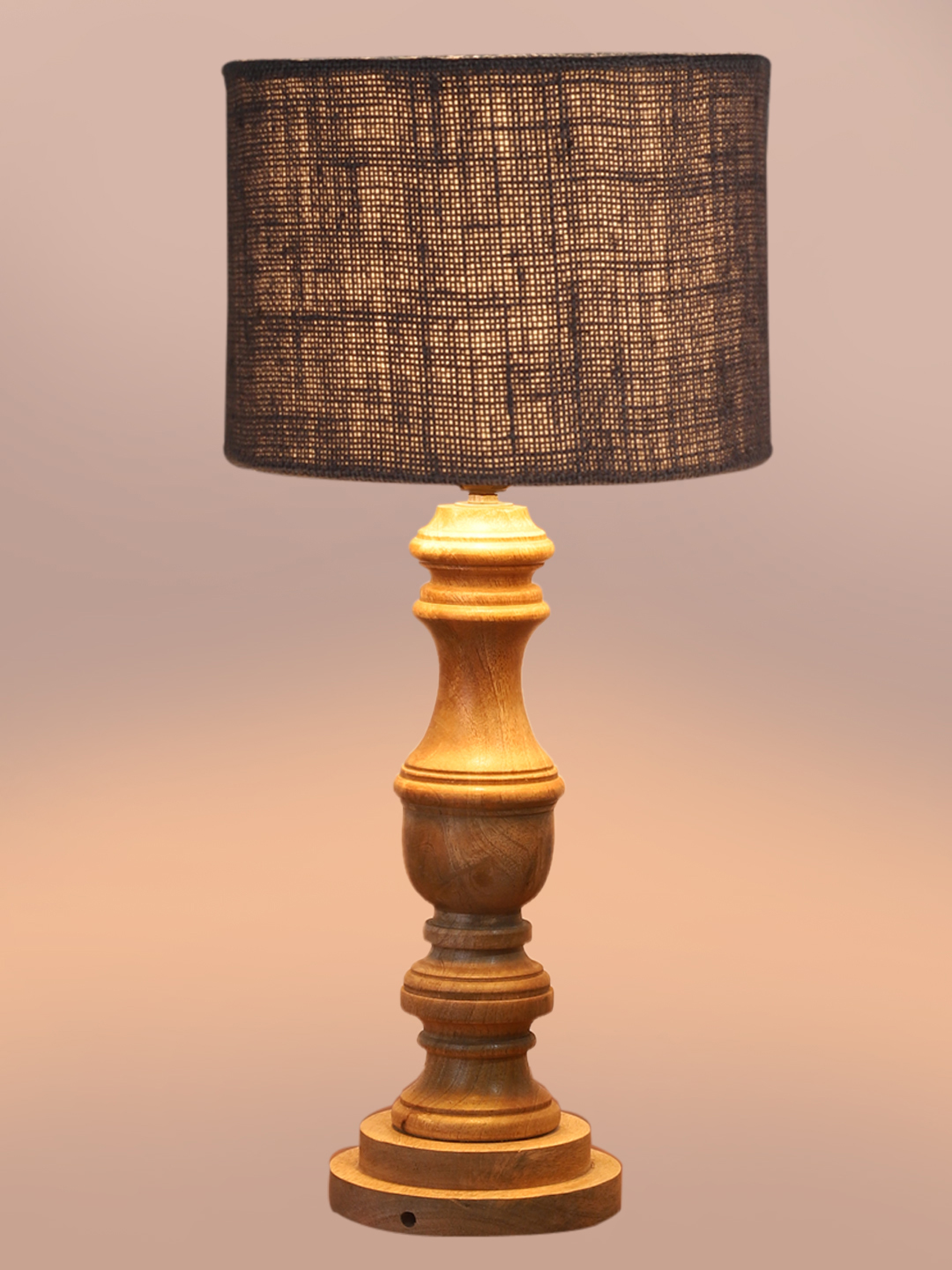 Ambika Home Grey Jute Wooden Table Lamp | Decorative Bedside Lamp for Bedroom, Living Room, Hall, Hotel, Café, Restaurant, Office & Study Room | E27 Compatible - Image 6