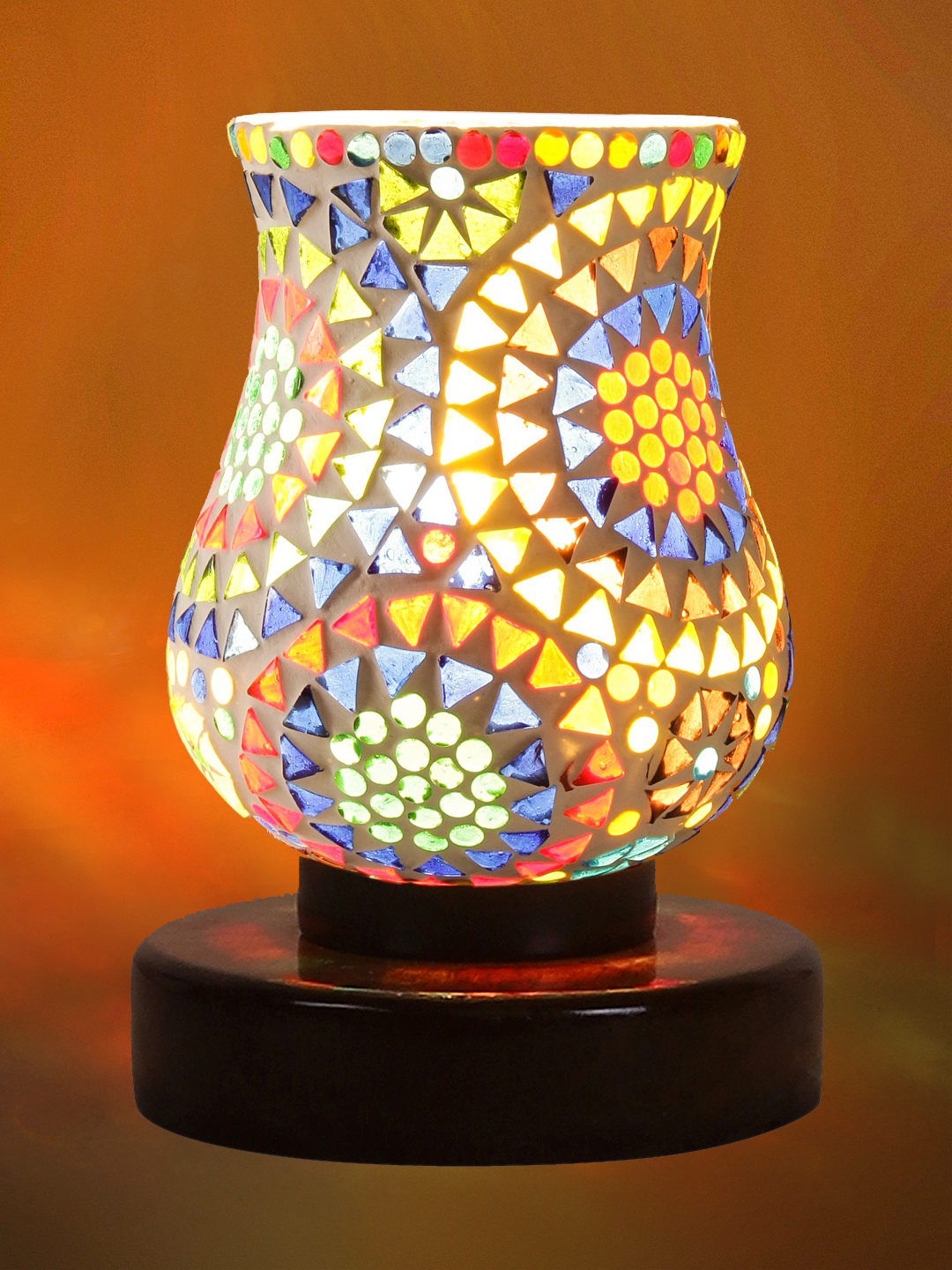 Ambika Home Lumina Mosaic Multicolor Mosaic Glass Table Lamp with Wooden Base | Premium Bedside Lamp for Bedroom, Living Room, Hall, Hotel, Café, Restaurant & Office | E27 Compatible - Image 7