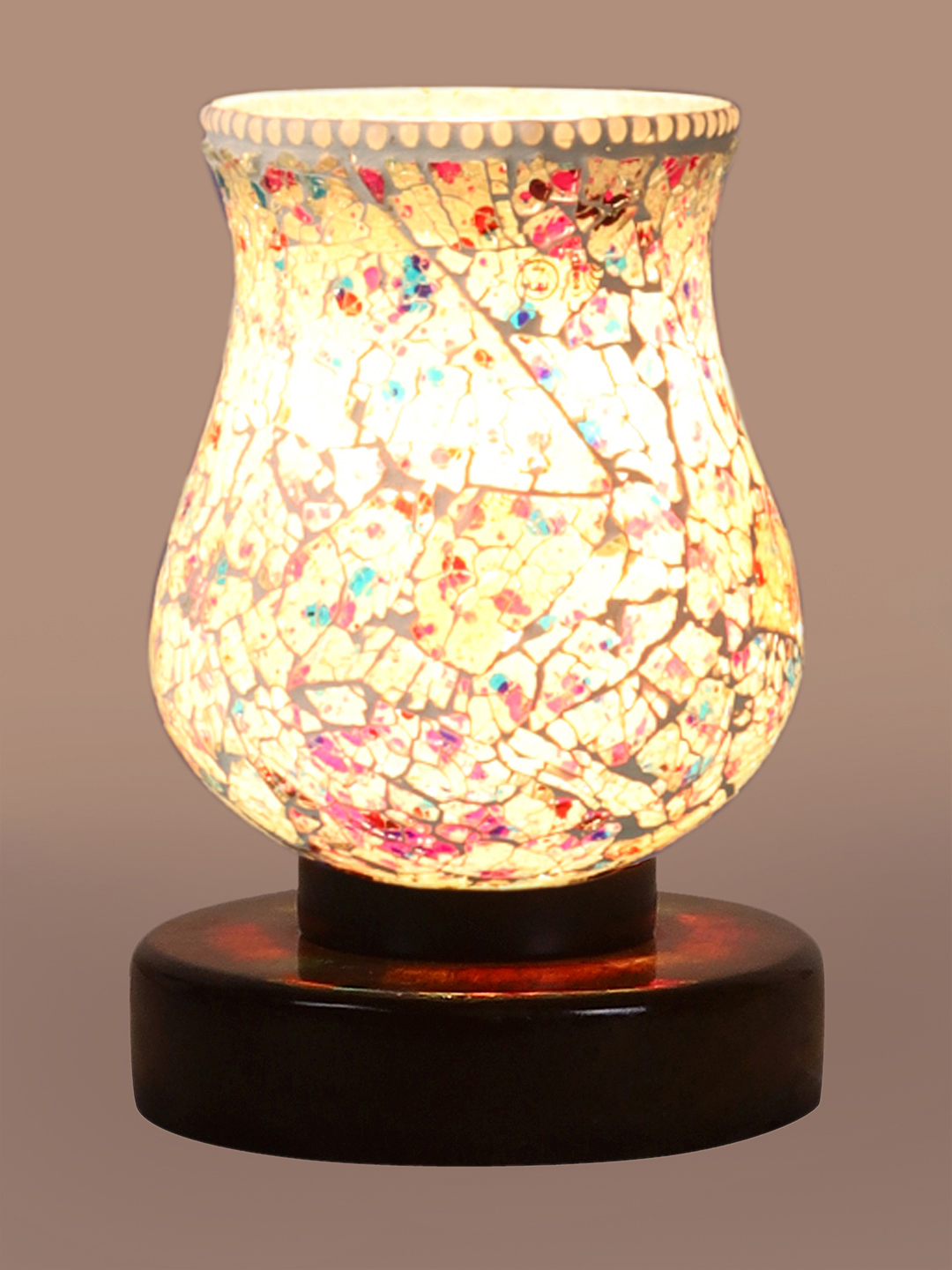 Ambika Home Elara Mosaic Multicolor Mosaic Glass Table Lamp with Wooden Base | Premium Bedside Lamp for Bedroom, Living Room, Hall, Hotel, Café, Restaurant & Office | E27 Compatible - Image 7