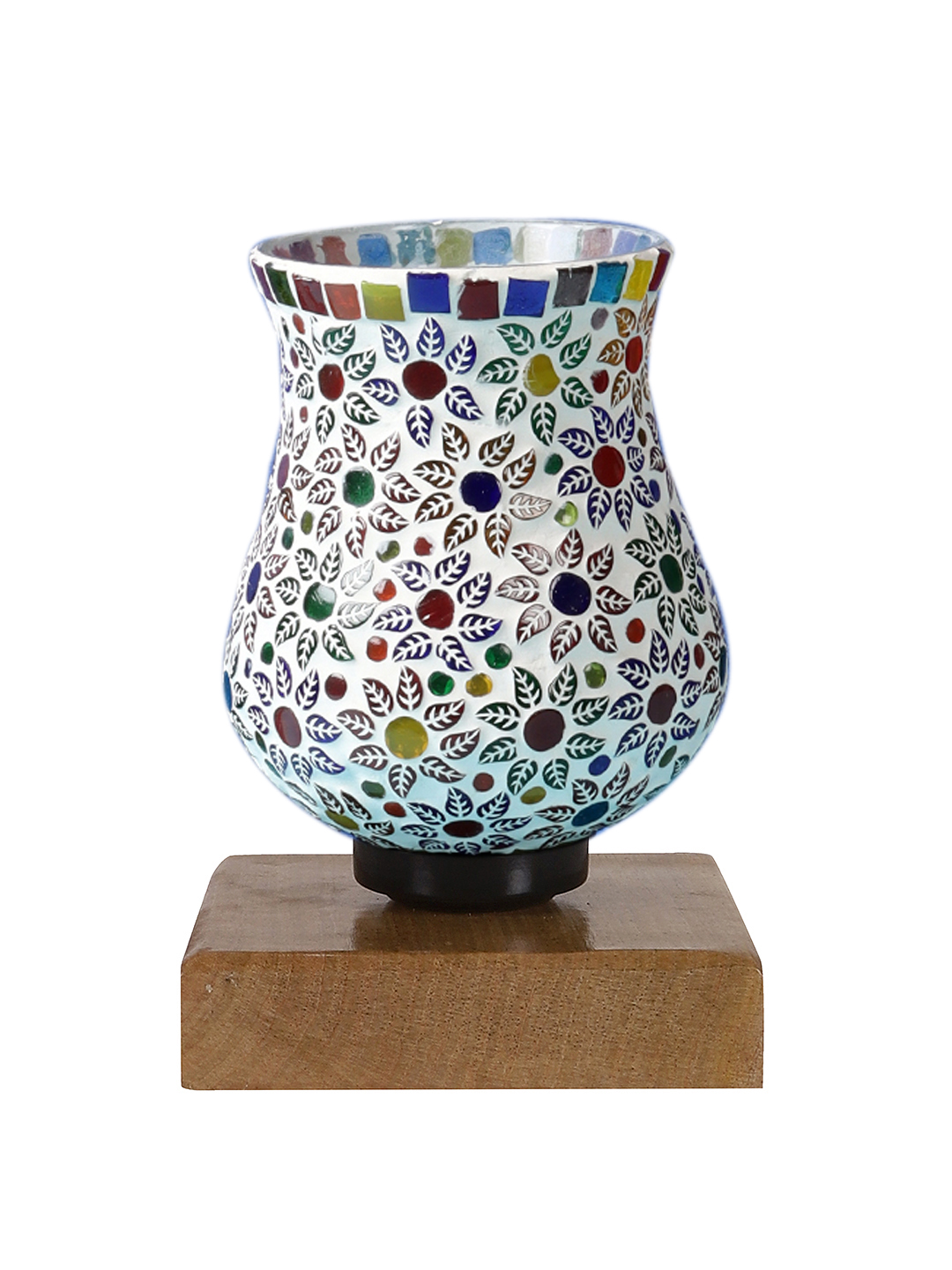 Ambika Home Elara Mosaic Multicolor Mosaic Glass Table Lamp with Wooden Base | Premium Bedside Lamp for Bedroom, Living Room, Hall, Hotel, Café, Restaurant & Office | E27 Compatible - Image 7