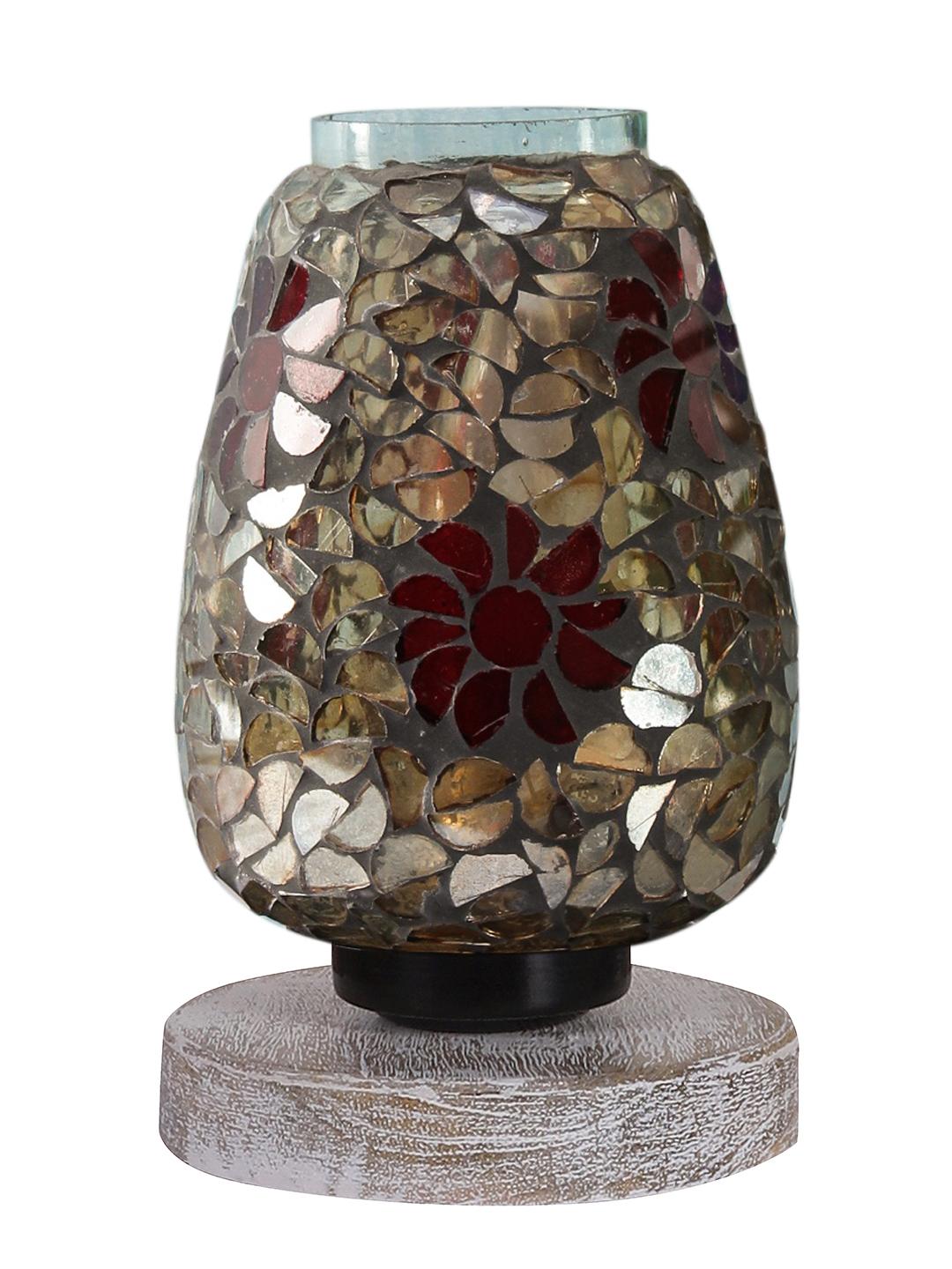 Ambika Home Elara Mosaic Multicolor Mosaic Glass Table Lamp with Wooden Base | Premium Bedside Lamp for Bedroom, Living Room, Hall, Hotel, Café, Restaurant & Office | E27 Compatible - Image 7