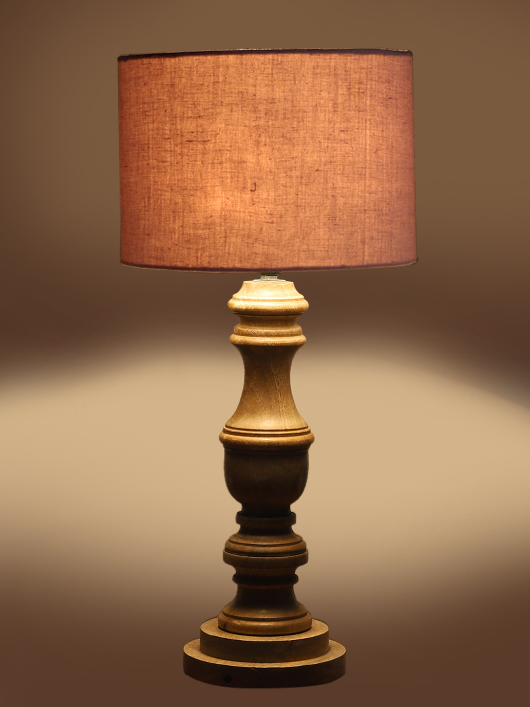 Ambika Home Grey cotton Wooden Table Lamp | Decorative Bedside Lamp for Bedroom, Living Room, Hall, Hotel, Café, Restaurant, Office & Study Room | E27 Compatible - Image 7