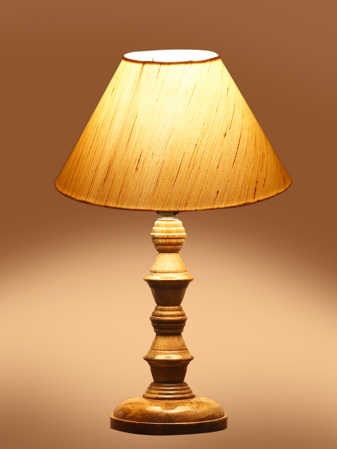 Ambika Home off-white cotton Wooden Table Lamp | Decorative Bedside Lamp for Bedroom, Living Room, Hall, Hotel, Café, Restaurant, Office & Study Room | E27 Compatible - Image 7