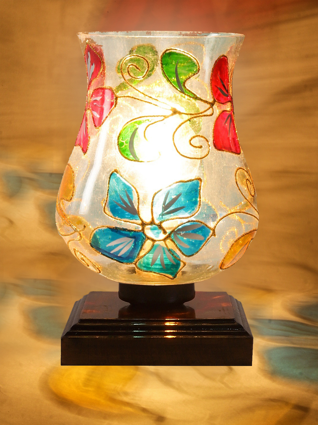 Ambika Home Verona Mosaic Multicolor Mosaic Glass Table Lamp with Wooden Base | Premium Bedside Lamp for Bedroom, Living Room, Hall, Hotel, Café, Restaurant & Office | E27 Compatible - Image 8