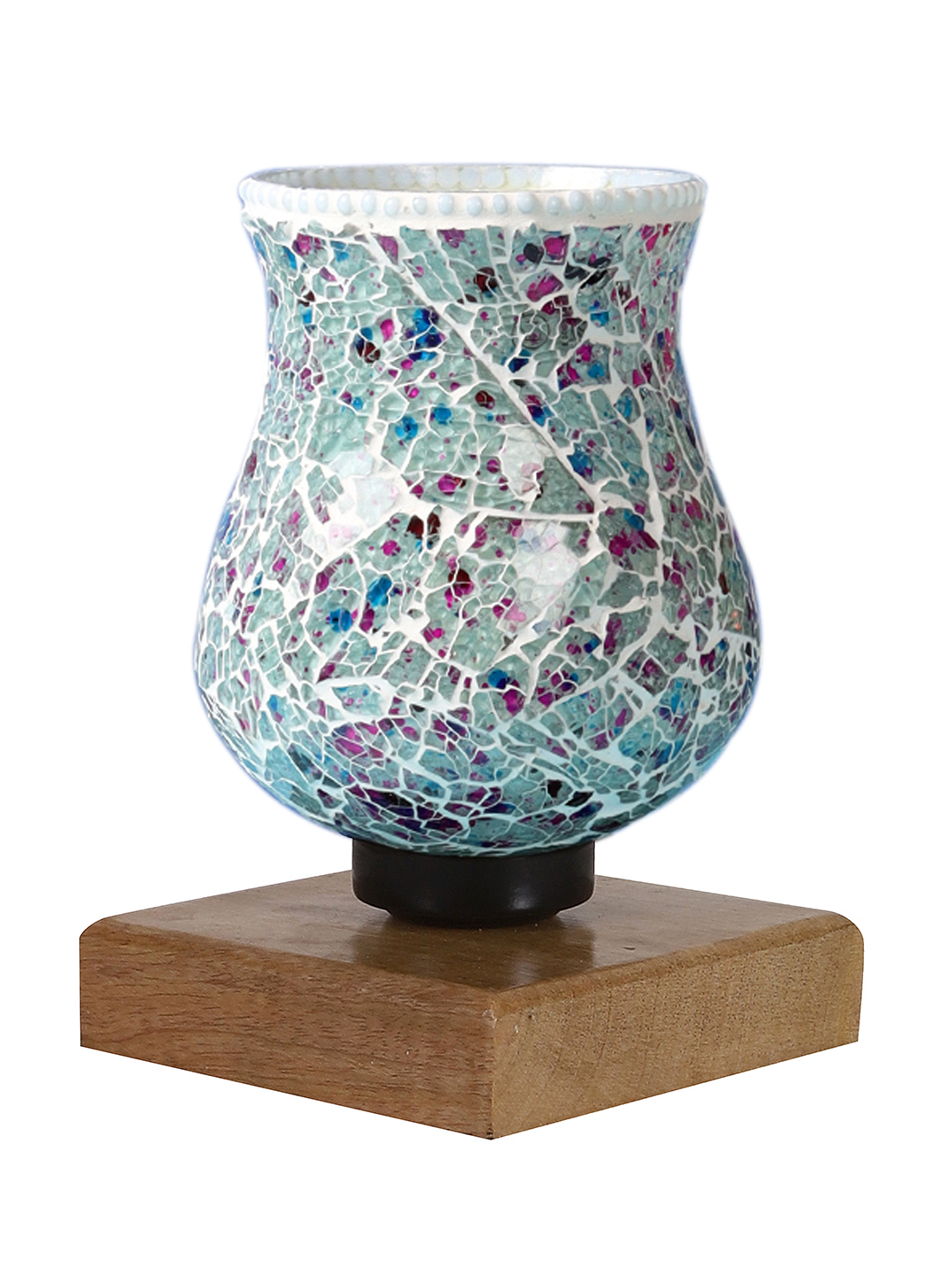 Ambika Home Solara Mosaic Multicolor Mosaic Glass Table Lamp with Wooden Base | Premium Bedside Lamp for Bedroom, Living Room, Hall, Hotel, Café, Restaurant & Office | E27 Compatible - Image 8