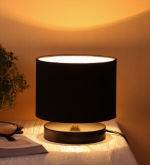 Ambika Home Bohemia Collection Black Gola Table Lamp with Wooden Base | Premium Decorative Bedside Lamp for Bedroom, Living Room, Hall, Hotel, Café, Restaurant & Office | E27 Compatible