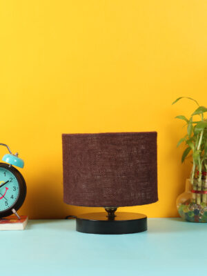 Ambika Home Celeste Collection Brown Gola Table Lamp with Wooden Base | Premium Decorative Bedside Lamp for Bedroom, Living Room, Hall, Hotel, Café, Restaurant & Office | E27 Compatible