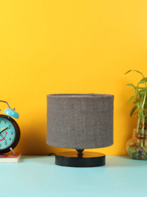 Ambika Home Solara Collection Grey Gola Table Lamp with Wooden Base | Premium Decorative Bedside Lamp for Bedroom, Living Room, Hall, Hotel, Café, Restaurant & Office | E27 Compatible