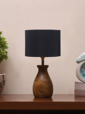 Ambika Home Lumina Collection Black Shade Table Lamp | Premium Decorative Bedside Lamp for Bedroom, Living Room, Hall, Hotel, Café, Restaurant, Office & Study Room | E27 Compatible