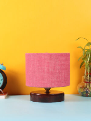 Ambika Home Verona Collection Pink Gola Table Lamp with Wooden Base | Premium Decorative Bedside Lamp for Bedroom, Living Room, Hall, Hotel, Café, Restaurant & Office | E27 Compatible