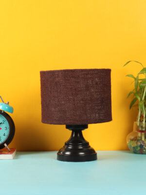Ambika Home Artisan Collection Brown Gola Table Lamp with Iron Base Powder Coated | Premium Decorative Bedside Lamp for Bedroom, Living Room, Hall, Hotel, Café, Restaurant & Office | E27 Compatible