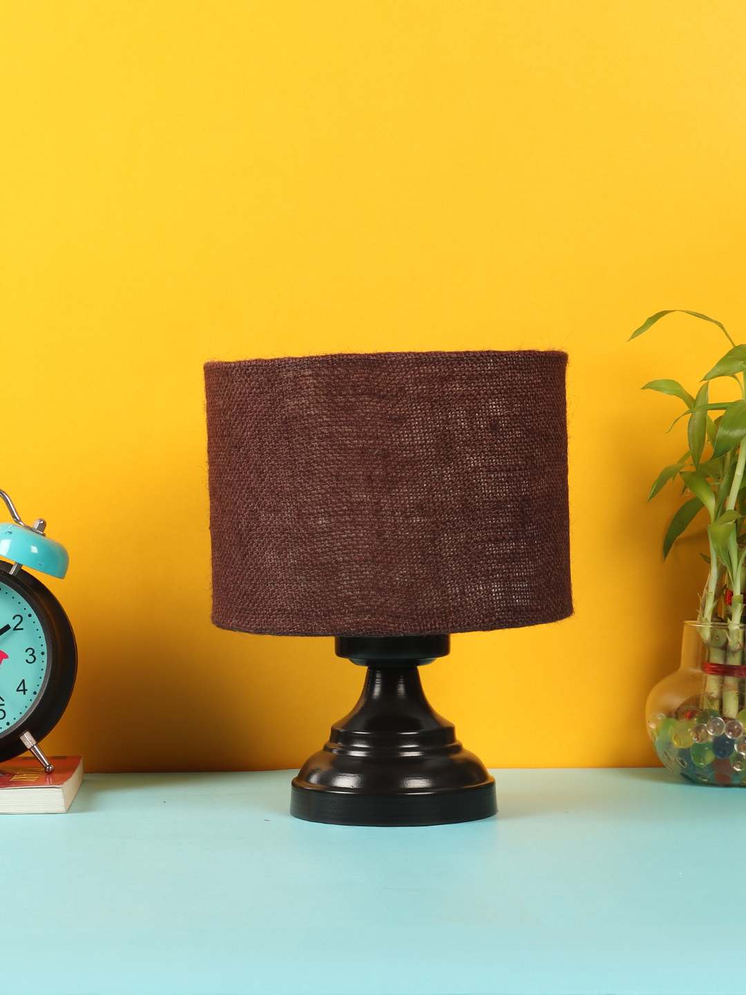 Ambika Home Artisan Collection Brown Gola Table Lamp with Iron Base Powder Coated | Premium Decorative Bedside Lamp for Bedroom, Living Room, Hall, Hotel, Café, Restaurant & Office | E27 Compatible