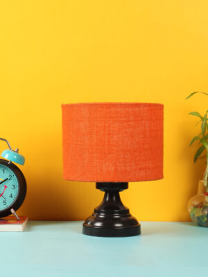 Ambika Home Aurora Collection Orange Gola Table Lamp with Iron Base Powder Coated | Premium Decorative Bedside Lamp for Bedroom, Living Room, Hall, Hotel, Café, Restaurant & Office | E27 Compatible