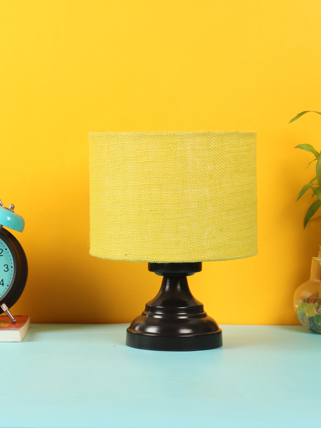 Ambika Home Lumina Collection Yellow Gola Table Lamp with Iron Base Powder Coated | Premium Decorative Bedside Lamp for Bedroom, Living Room, Hall, Hotel, Café, Restaurant & Office | E27 Compatible