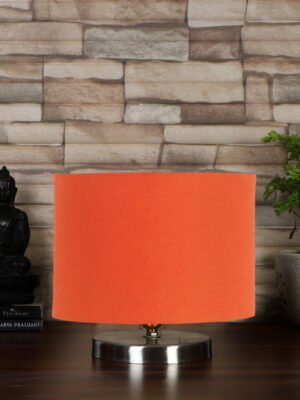 Ambika Home Orange cotton table lamp with Steel Base -20