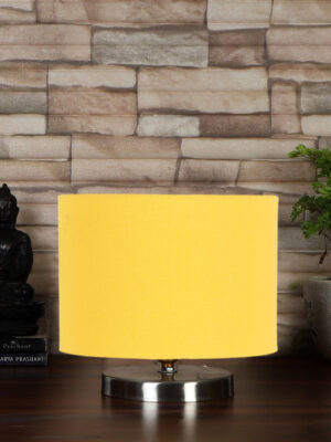 Ambika Home Yellow  cotton table lamp with Steel Base -21