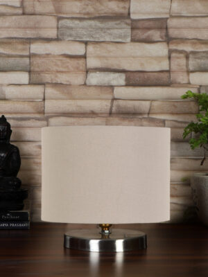 Ambika Home Grey cotton table lamp with Steel Base -22