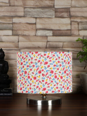 Ambika Home Multicolor cotton table lamp with Steel Base -31