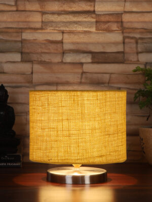 Ambika Home Yellow Jute Table Lamp with Steel Base -37