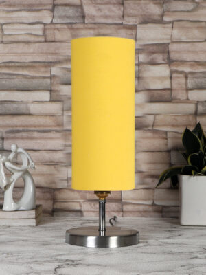 Ambika Home Yellow  cotton table lamp with Steel Base -44
