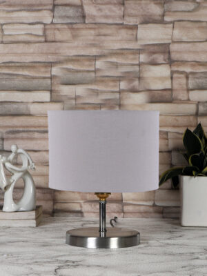Ambika Home Grey cotton table lamp with Steel Base -62